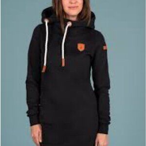 Wanakome Black Hooded Sweatshirt Dress Sz L
